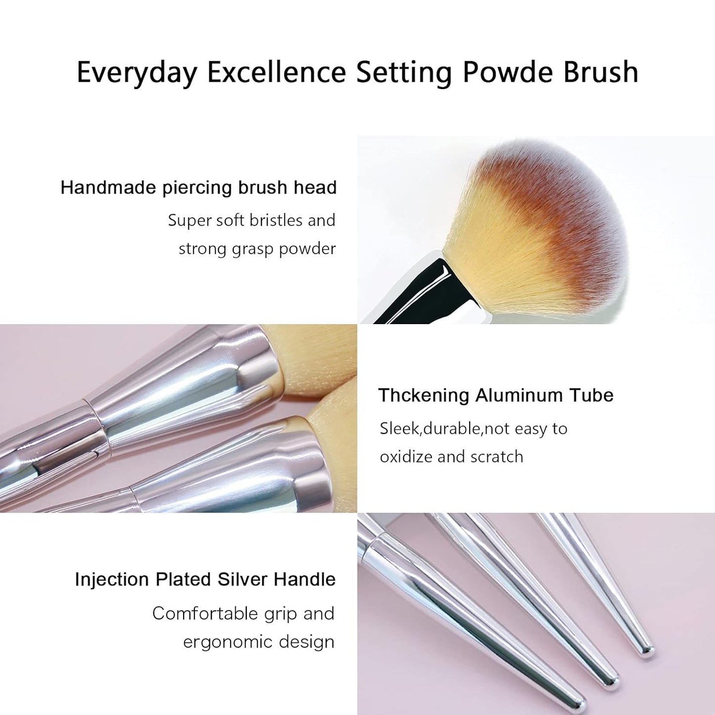 Foundation Brush, Large Powder Brush Flat Arched Premium Durable Kabuki Makeup Brush Perfect for Blending Liquid,Cream and Flawless Powder,Buffing, Blending,Concealer …