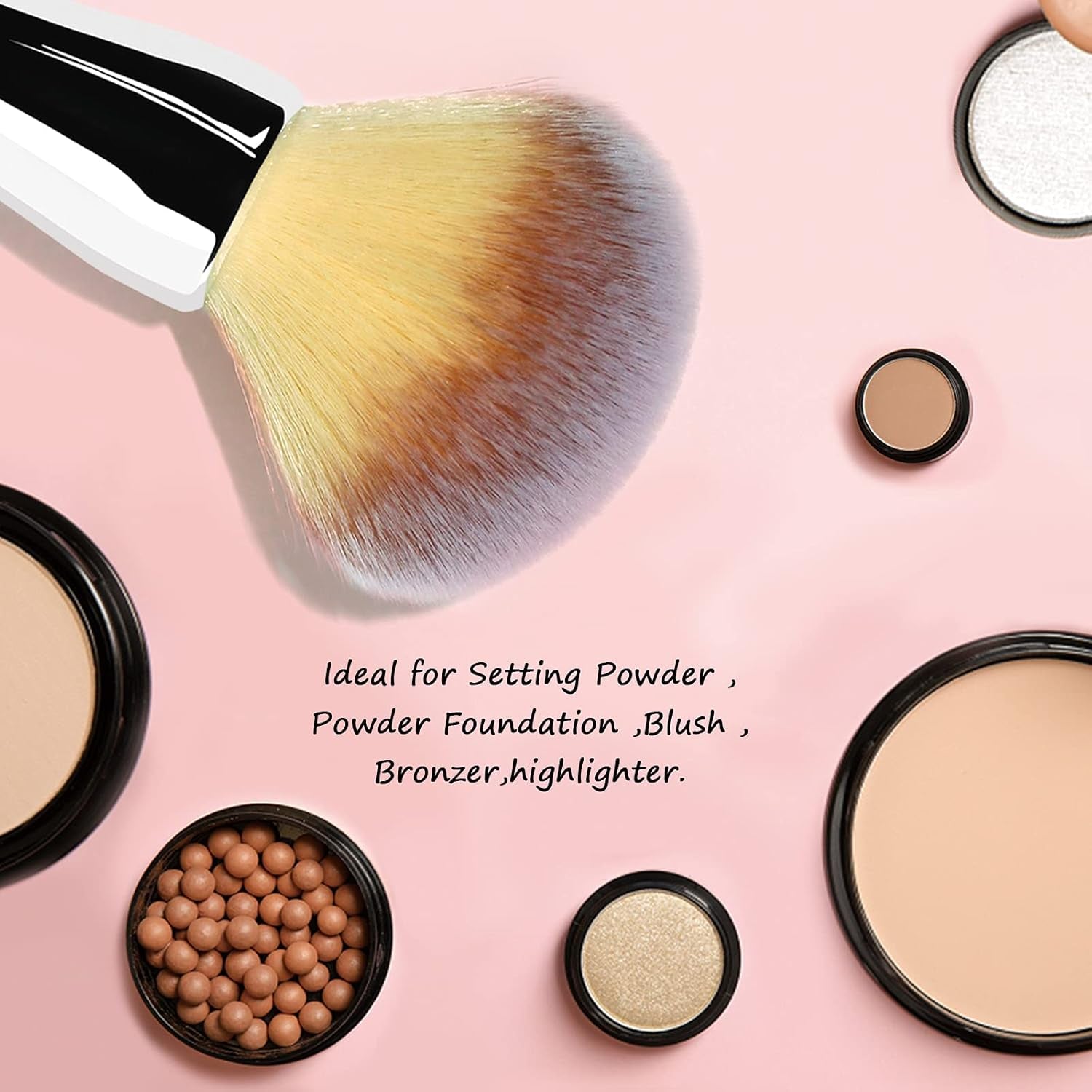 Foundation Brush, Large Powder Brush Flat Arched Premium Durable Kabuki Makeup Brush Perfect for Blending Liquid,Cream and Flawless Powder,Buffing, Blending,Concealer …
